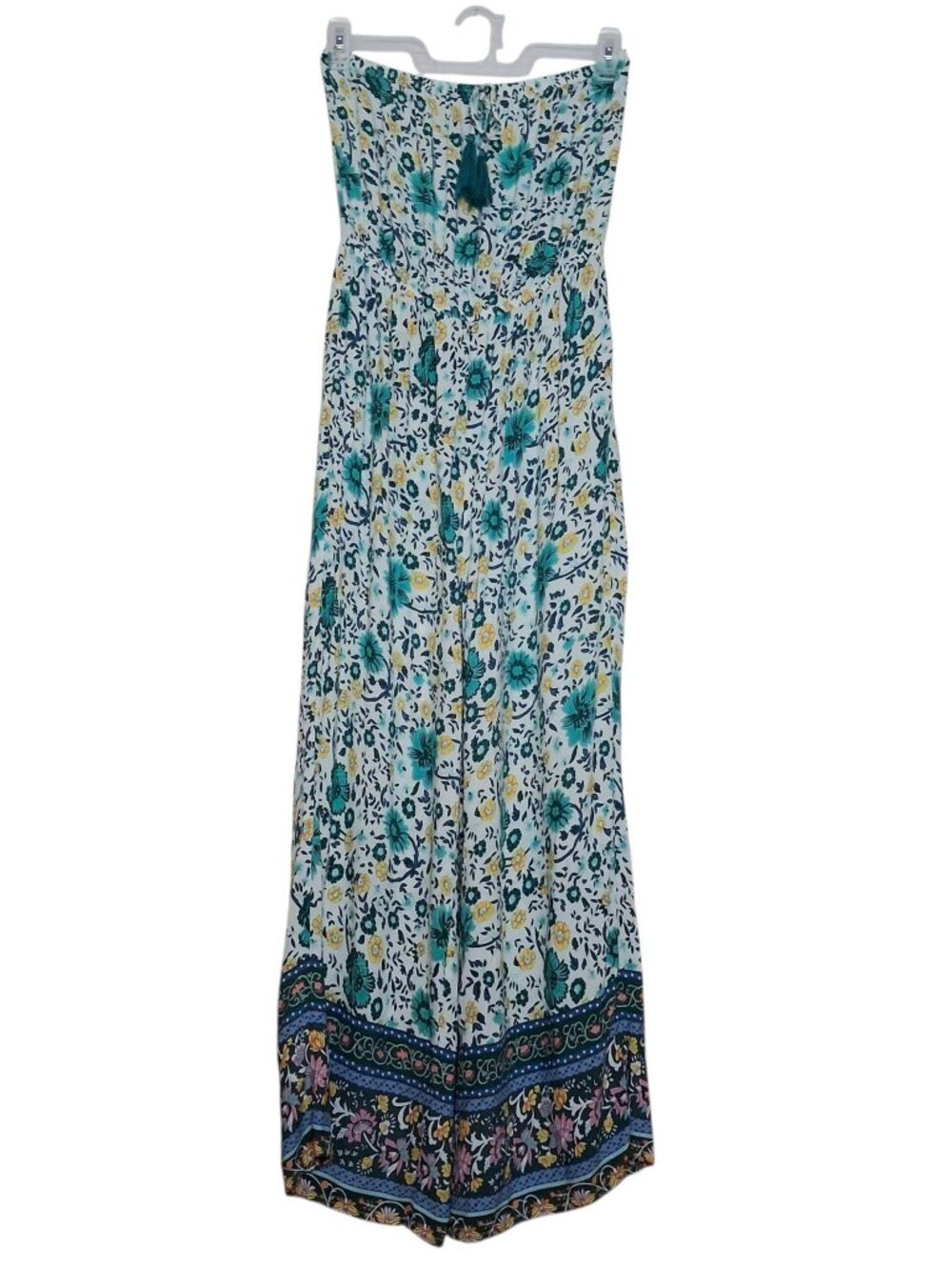 GiGio Strapless Wide Leg Jumpsuit Floral Pockets Size MEDIUM